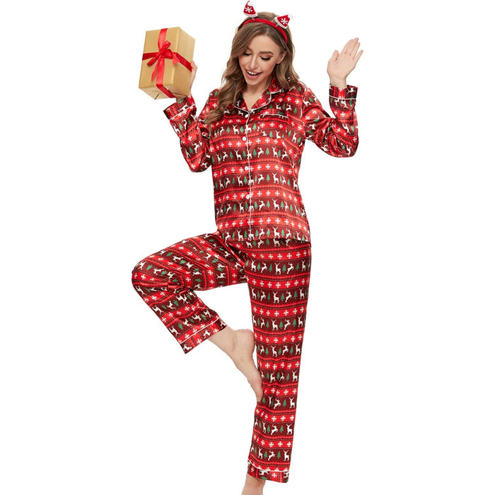 Women Pajama Two-piece Sleepwear Button-Down