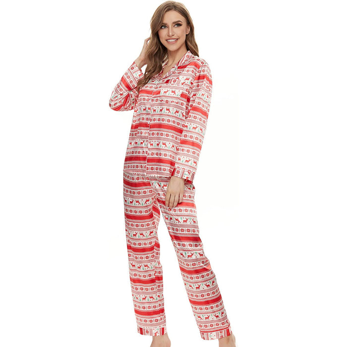 Women Pajama Two-piece Sleepwear Button-Down