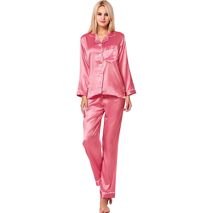 Women Pajama Two-piece Sleepwear Button-Down Set