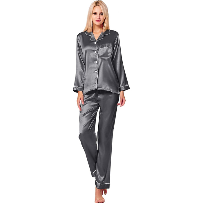 Women Pajama Two-piece Sleepwear Button-Down Set