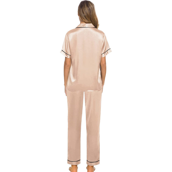 Women Pajama Two-piece Sleepwear Button-Down