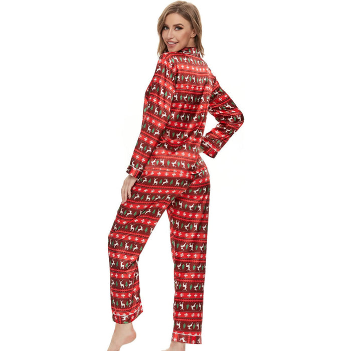 Women Pajama Two-piece Sleepwear Button-Down