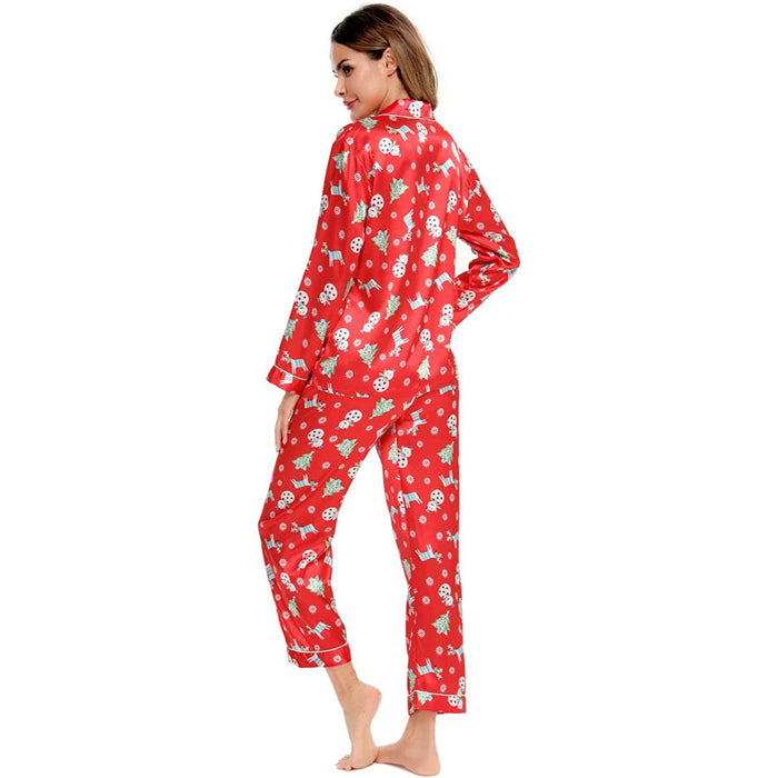 Women Pajama Two-piece Sleepwear Button-Down Set