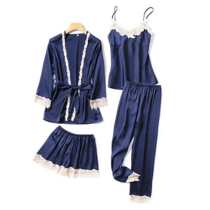 4 Pieces Satin Pajama Set