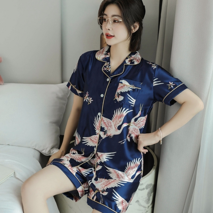 Fashion Floral Dots Print Short Sleeve Top and Shorts Set