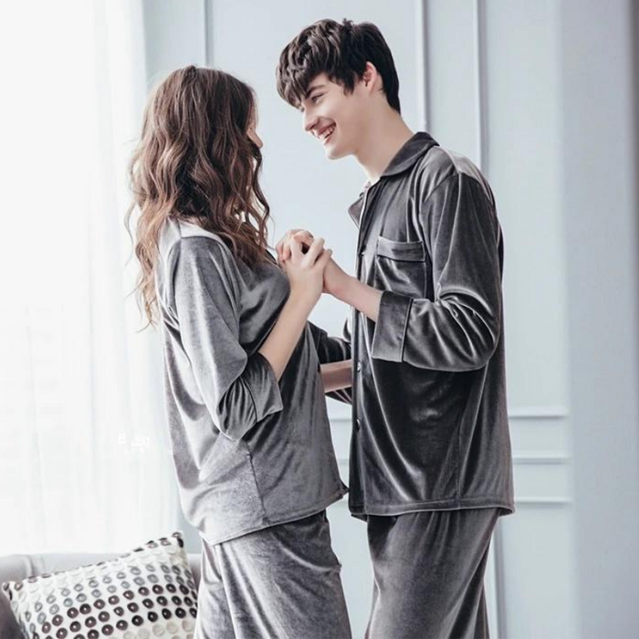 Men and Women 2 Piece High Quality Velvet Pajama Set