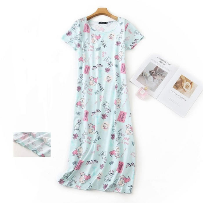 Cartoon Night Dress Women Sleepwear 100% Cotton
