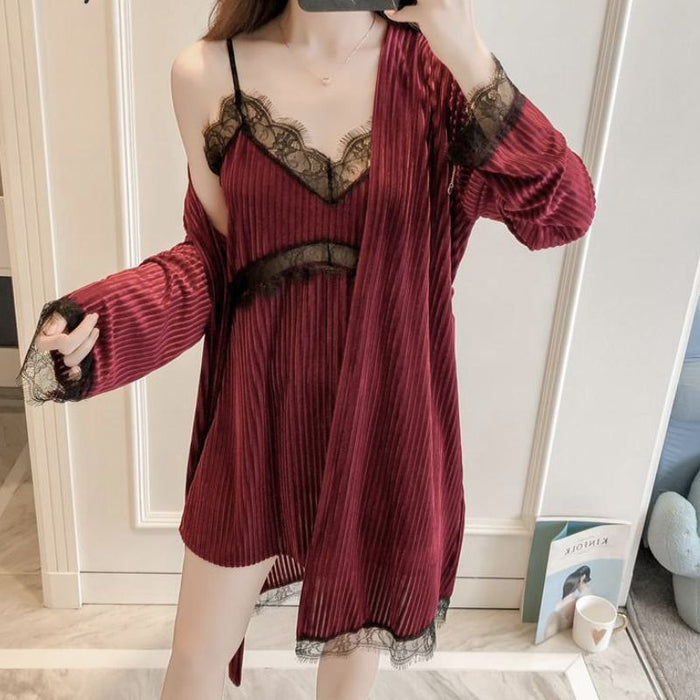 Kimono Lace Sleepwear Bathrobe Gown