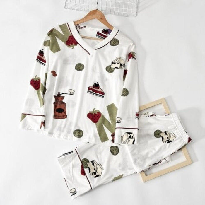 V-neck Printed Pajamas For Women