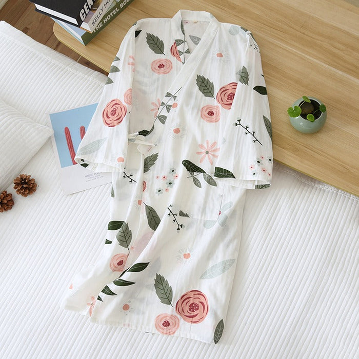 Women Japanese  Nightdress Elegant Flowers