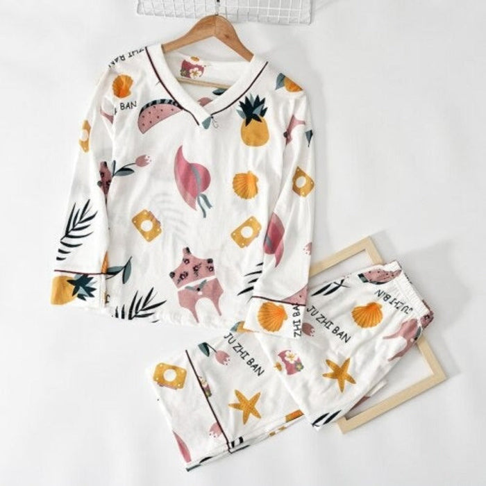 V-neck Printed Pajamas For Women