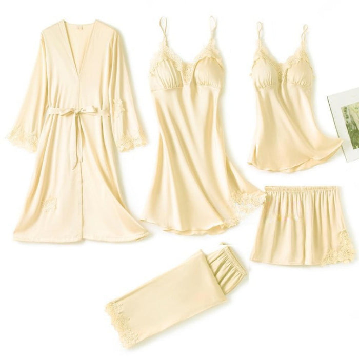 Women Gown Set V-Neck Nighties Wear