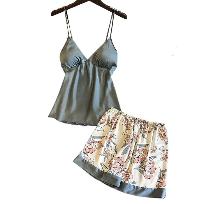 Floral Print Lace Cami Top And Shorts Set Women