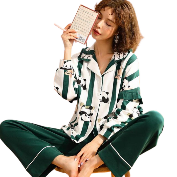 Vivid Cotton Casual Sleepwear 2 Piece Pajamas Set