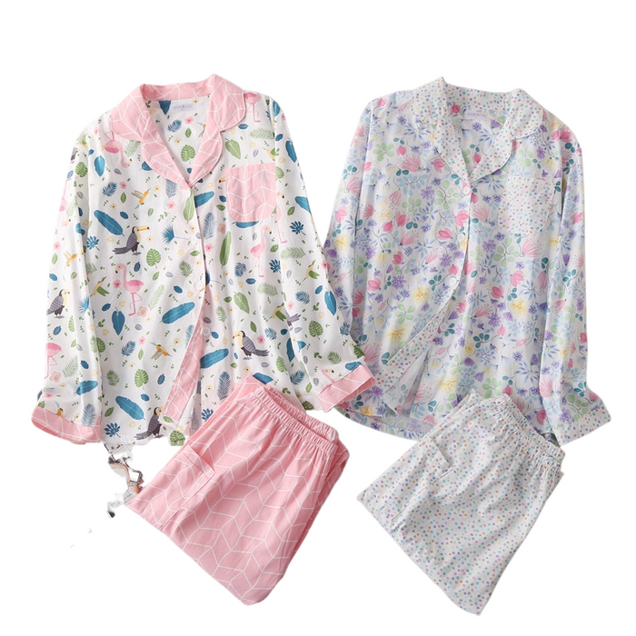 Long Sleeve Floral Pajama Suit