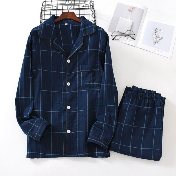 Casual Plaid Style Pajama Suit