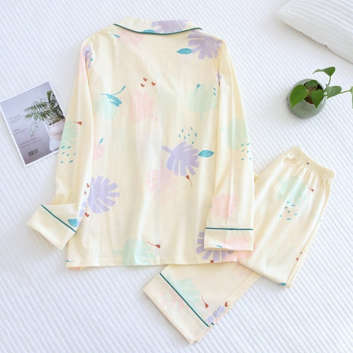 Pure Cotton Leaves Patterned Pajamas Suit