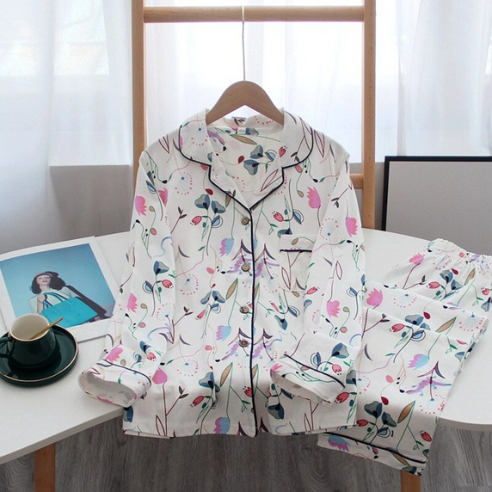 Floral Print Pure Cotton Pajamas Suit