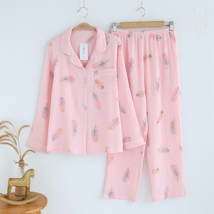 Japanese Styled Crepe Feather Pajama Suit