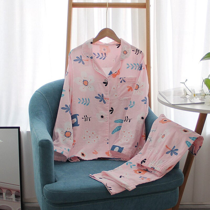 Japanese Style Floral Pajama Suit Set