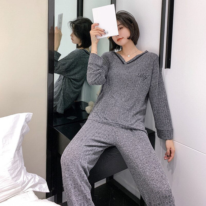 Viscose Fiber V-Neck Pajama Suit Set