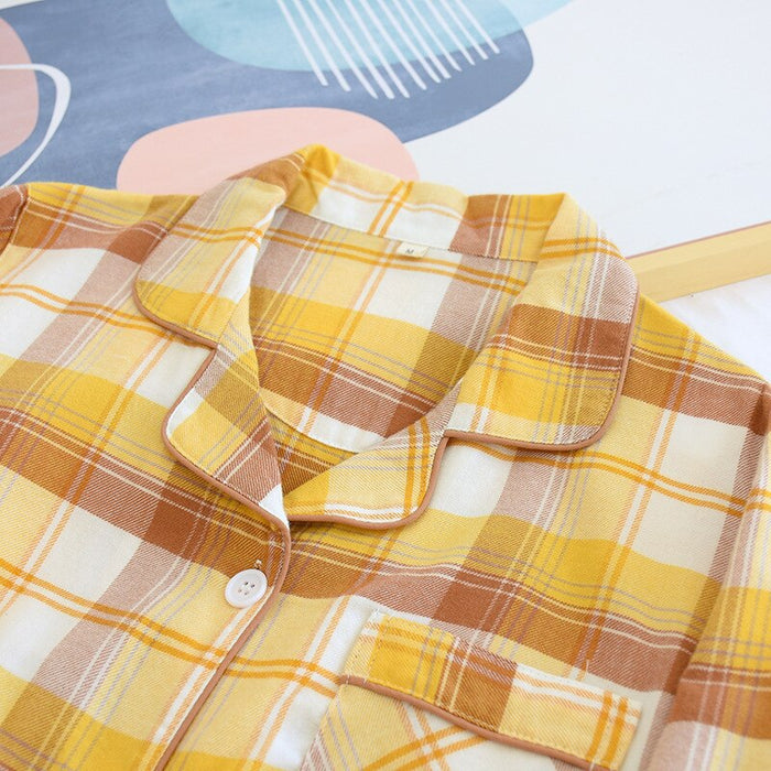 Two-Piece Woven Plaid Pajama Set