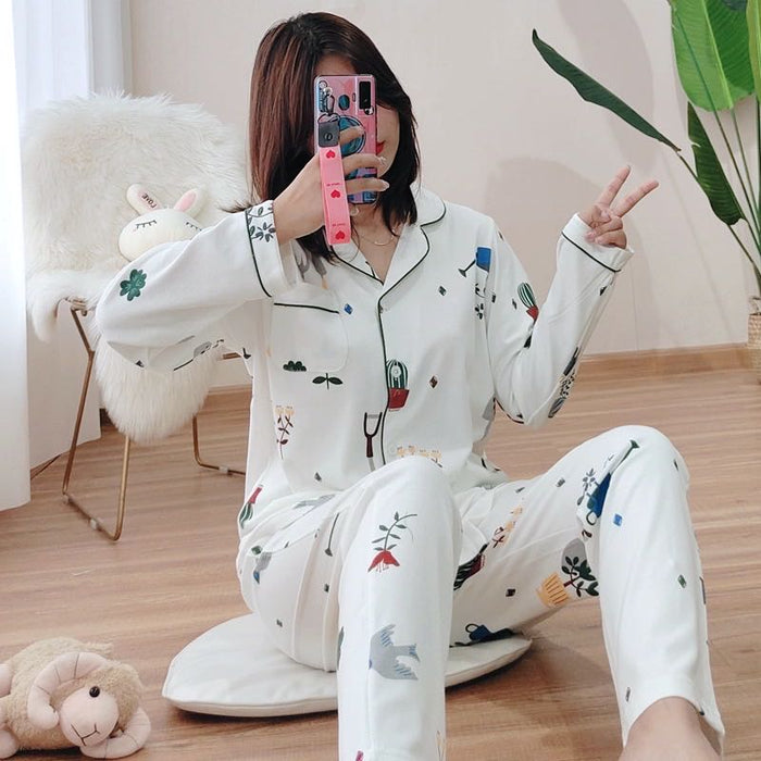 Floral Design Pajama Set