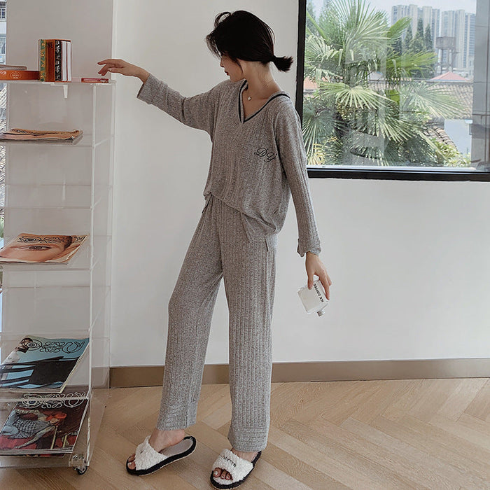 Viscose Fiber V-Neck Pajama Suit Set