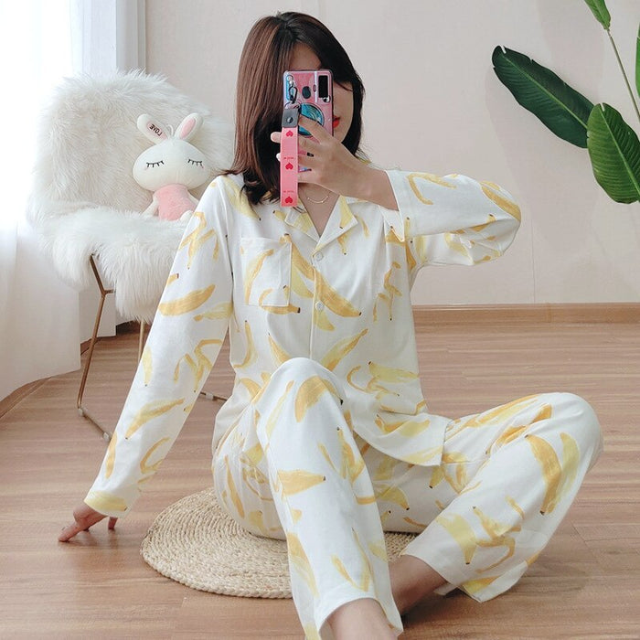 Japanese Style Floral Pajamas Suit Set