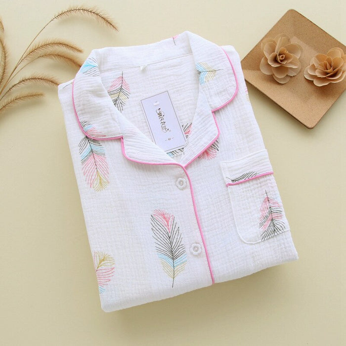 Japanese Styled Crepe Feather Pajama Suit