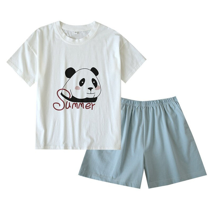 Summer Short Sleeve Cotton Pajamas Suit