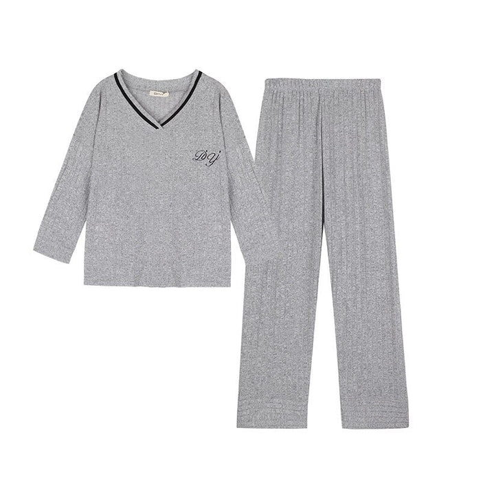 Viscose Fiber V-Neck Pajama Suit Set