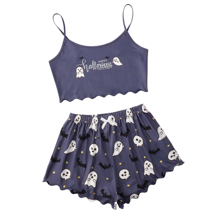 The Tricky Ghost Halloween Shorts Pajama Set