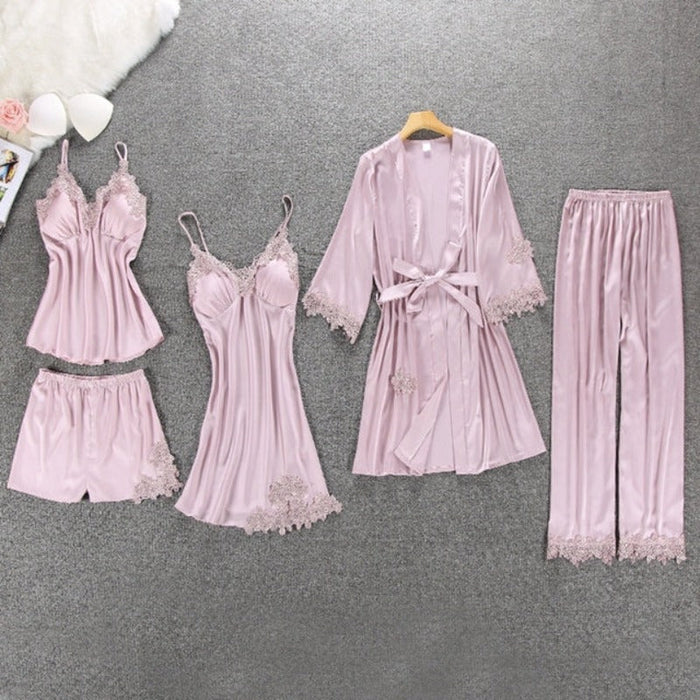 The 5 Piece Embroidery Lounge Pajama Set