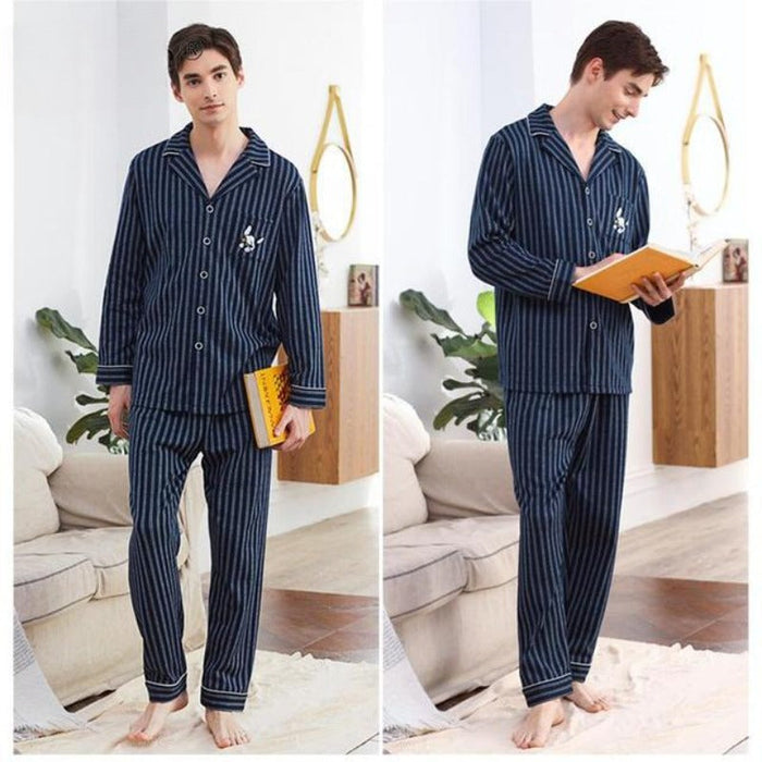 Winter Couple Pajamas Cotton Long-Sleeved Plaid Lapel