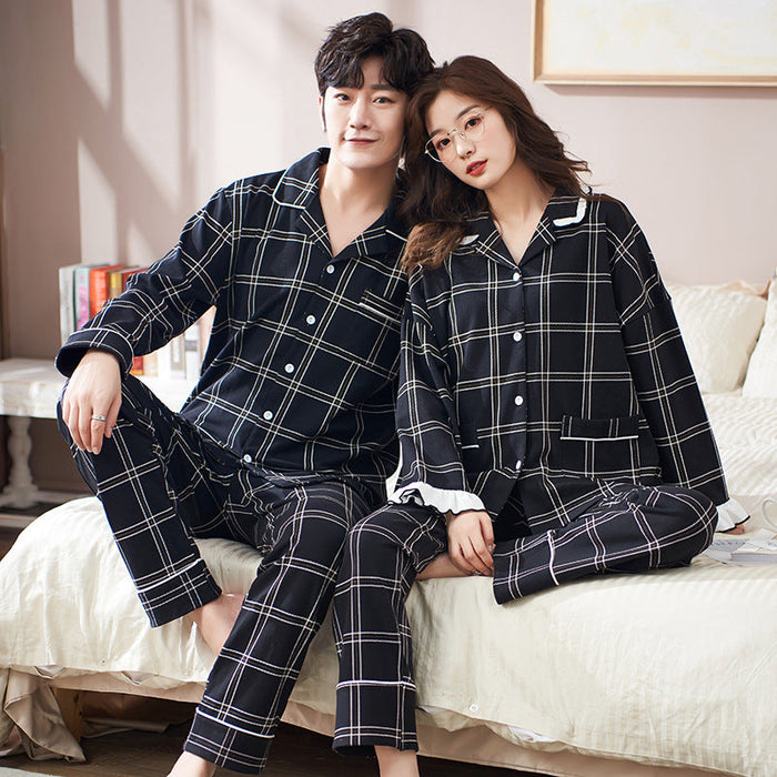 Autumn Cardigan 2 Piece Pajamas Set For Men and Women