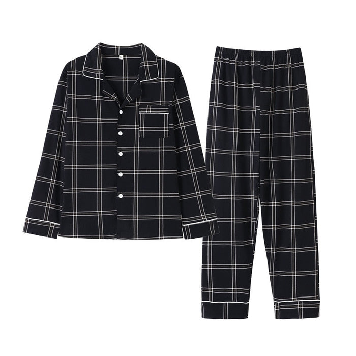 Autumn Cardigan 2 Piece Pajamas Set For Men and Women