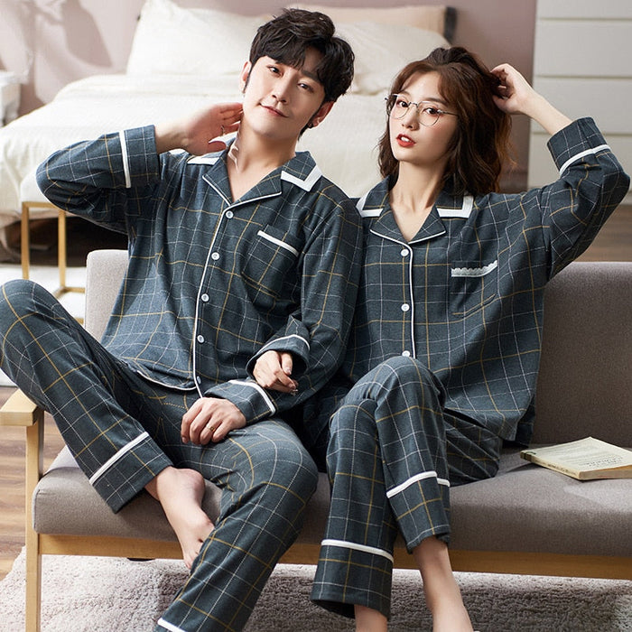 Autumn Cardigan 2 Piece Pajamas Set For Men and Women