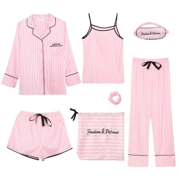 The 7 Pcs Printed Long Pajama Set