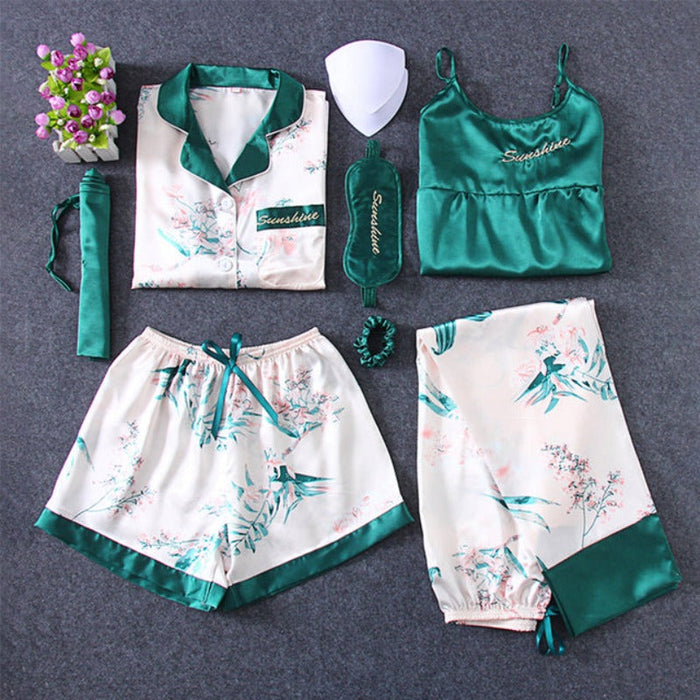 The 7 Pcs Printed Long Pajama Set