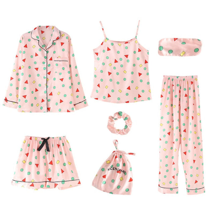 The 7 Pcs Printed Long Pajama Set