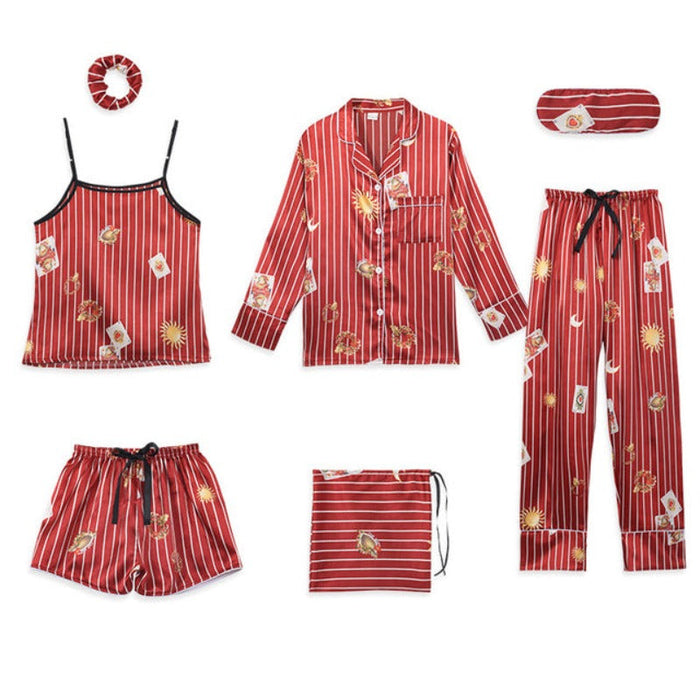 The 7 Pcs Printed Long Pajama Set