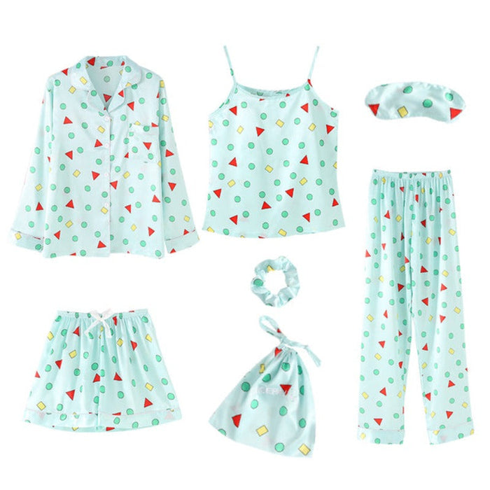 The 7 Pcs Printed Long Pajama Set