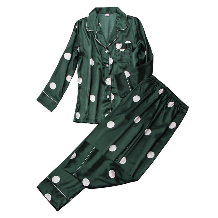 Polka Dot Print 2 Piece Pajamas Set Home Wear