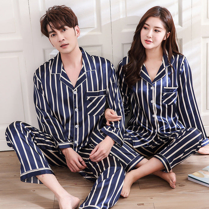 Stripe Printed Lovers Pajamas Women-Men Long Sleeves