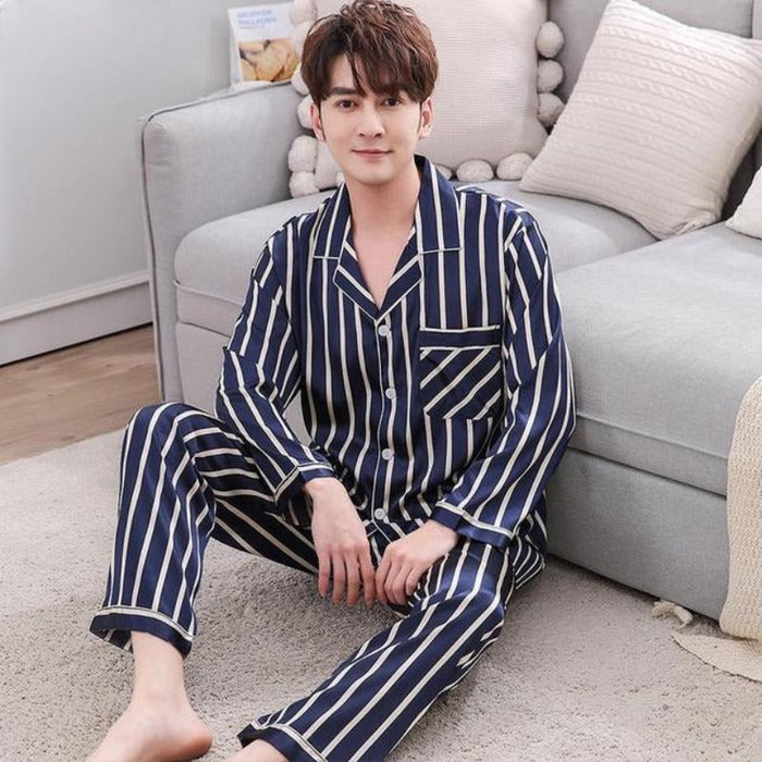 Stripe Printed Lovers Pajamas Women-Men Long Sleeves