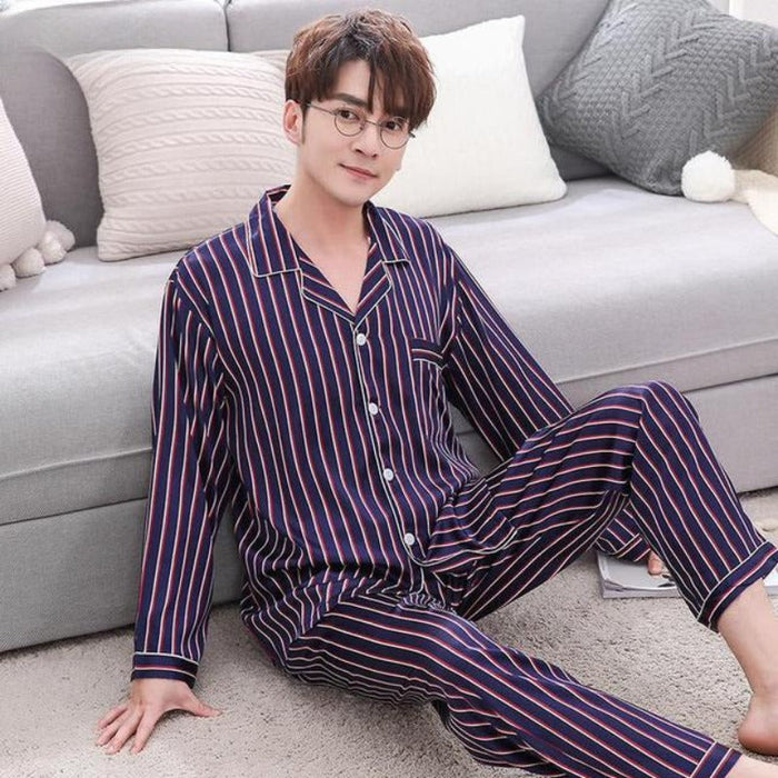 Stripe Printed Lovers Pajamas Women-Men Long Sleeves