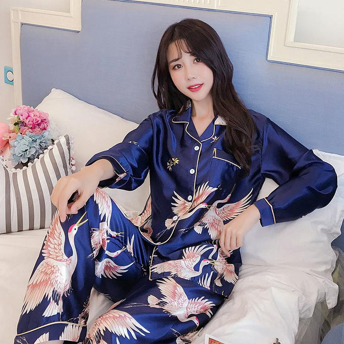 Plus Size M-5XL 2 Piece Full Sleeves Pajamas Set For Women