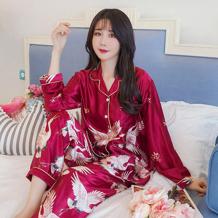 Plus Size M-5XL 2 Piece Full Sleeves Pajamas Set For Women