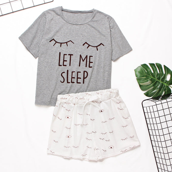 Cartoon Casual Spring Summer Women Pajamas Set